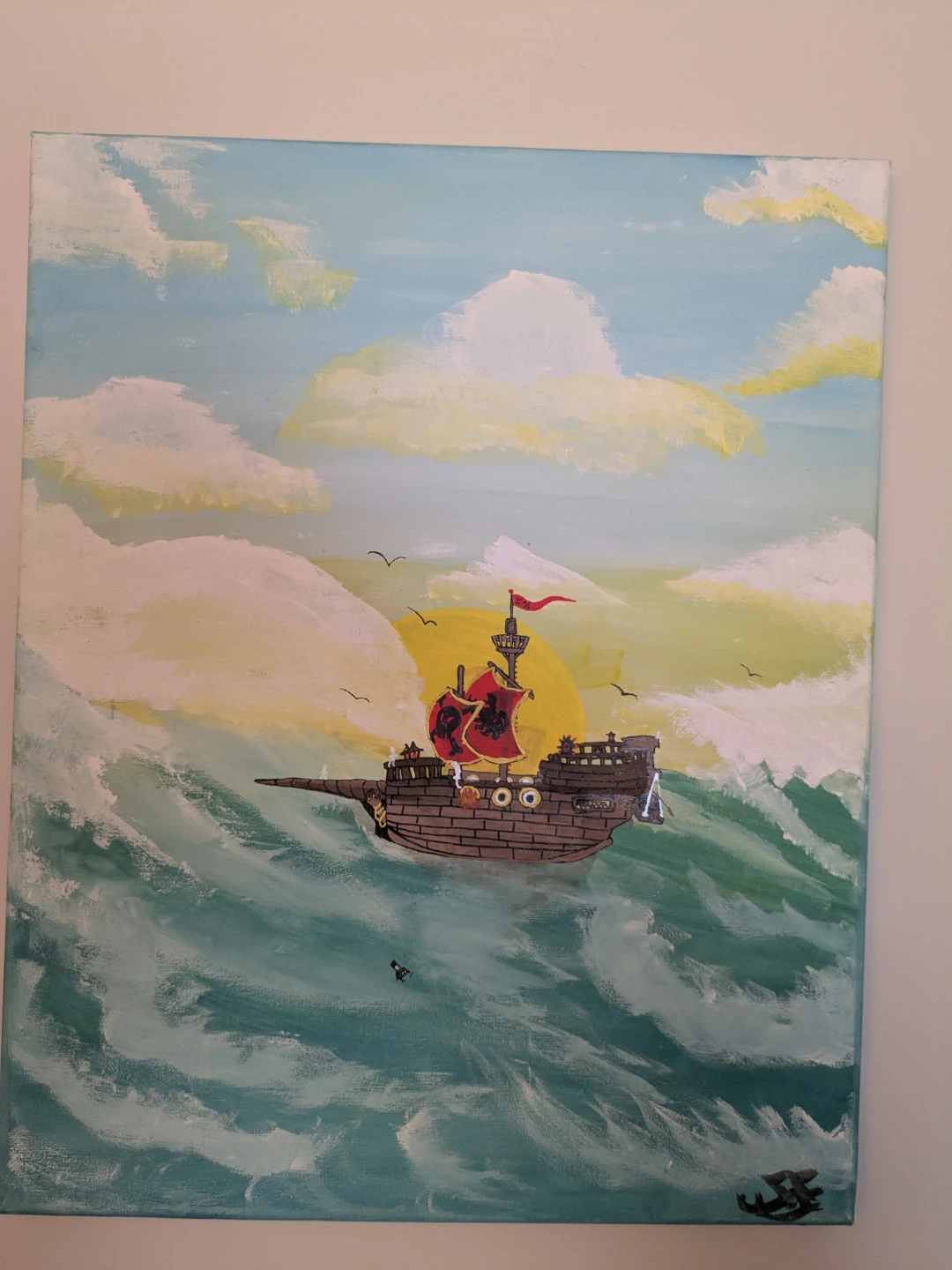 Painting of a Pirate Ship on the Ocean