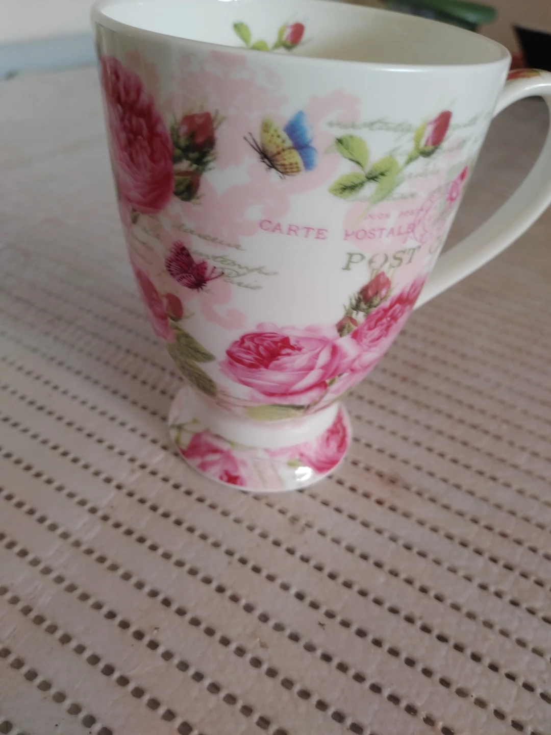Fine Porcelain "Carte Postale" Rose Teacup
