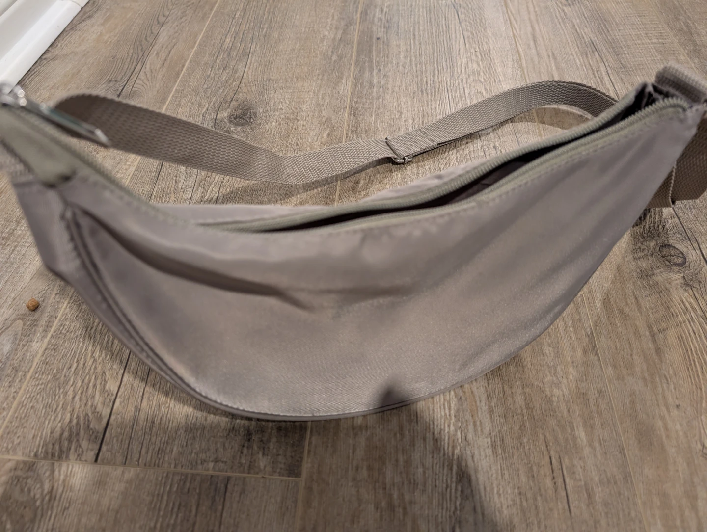 Grey Crescent Shoulder Bag