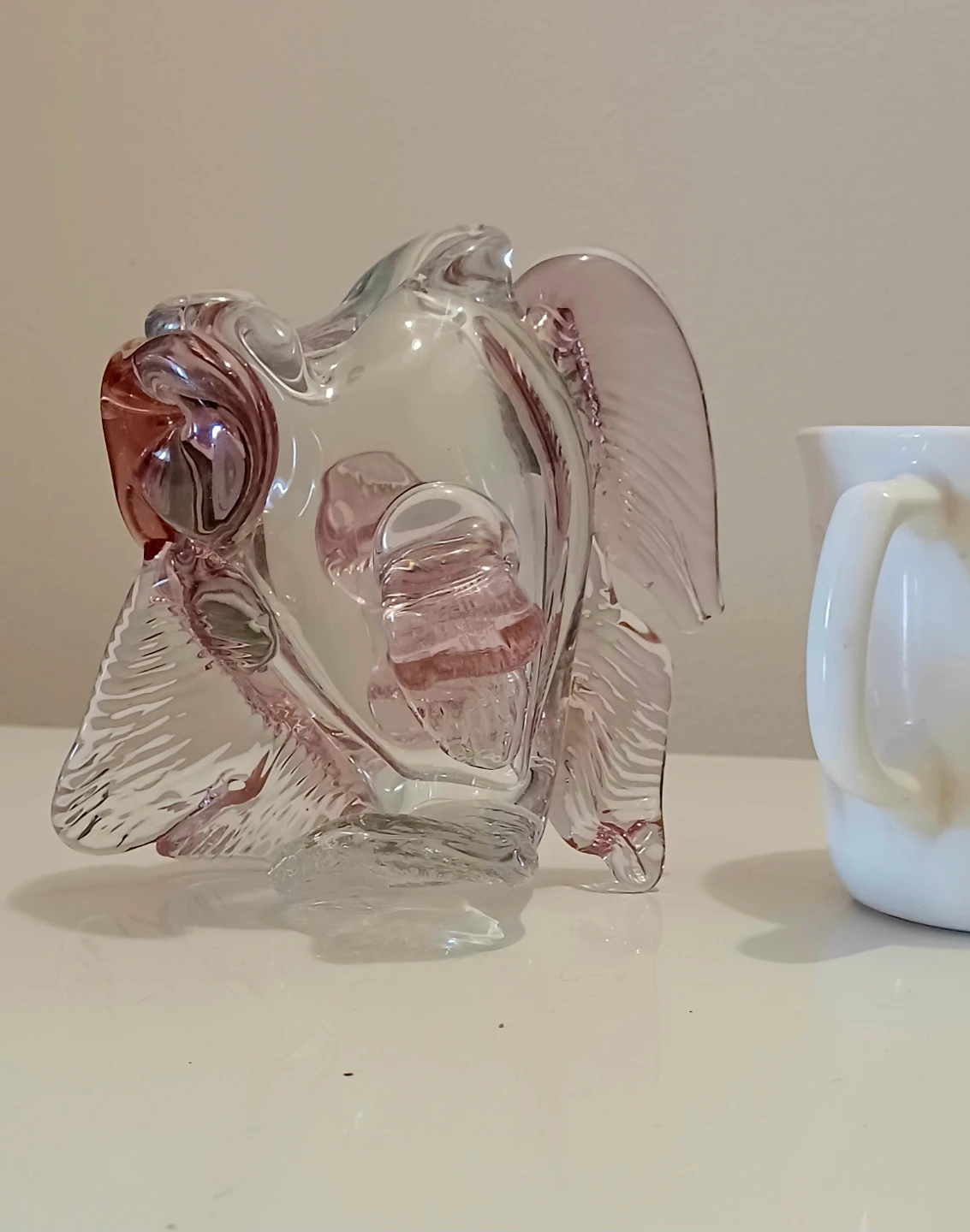 Sommerso Cranberry Glass Art Fish Figurine