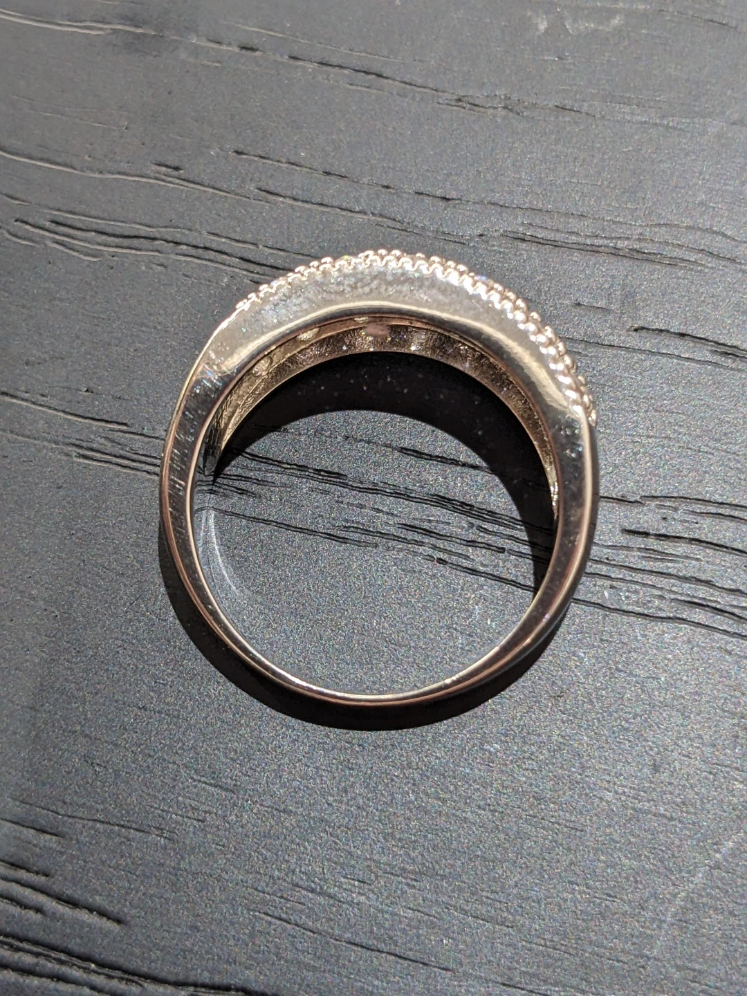 Size 8 Sterling Silver Ring with Pink and White CZ Stones - photo 2