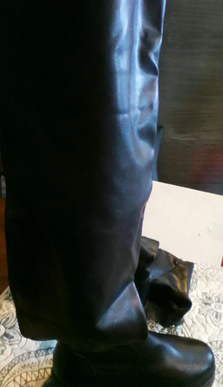 Black Faux Leather Thigh-High Boots - photo 2