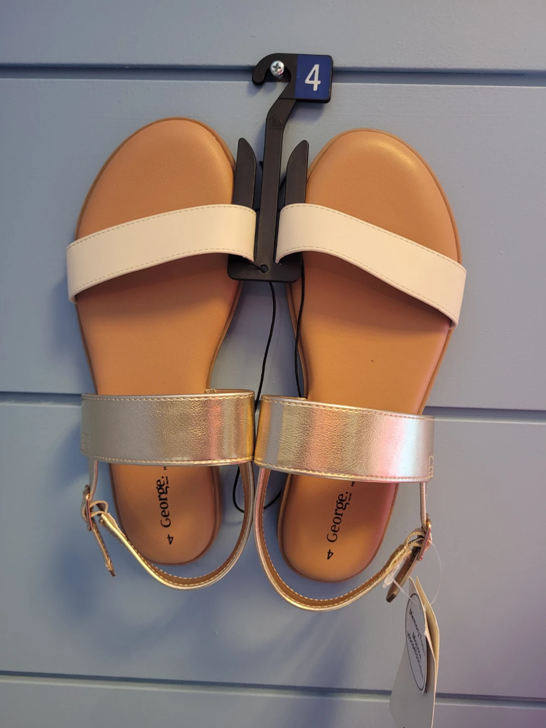 George Gold and White Flat Sandals (Size 4) - NEW!!! - photo 5