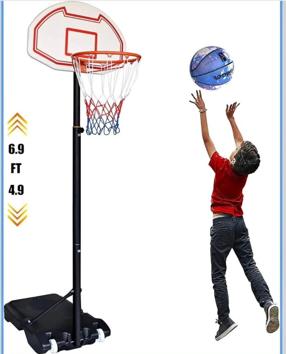 Portable Basketball Hoop System with Adjustable Height