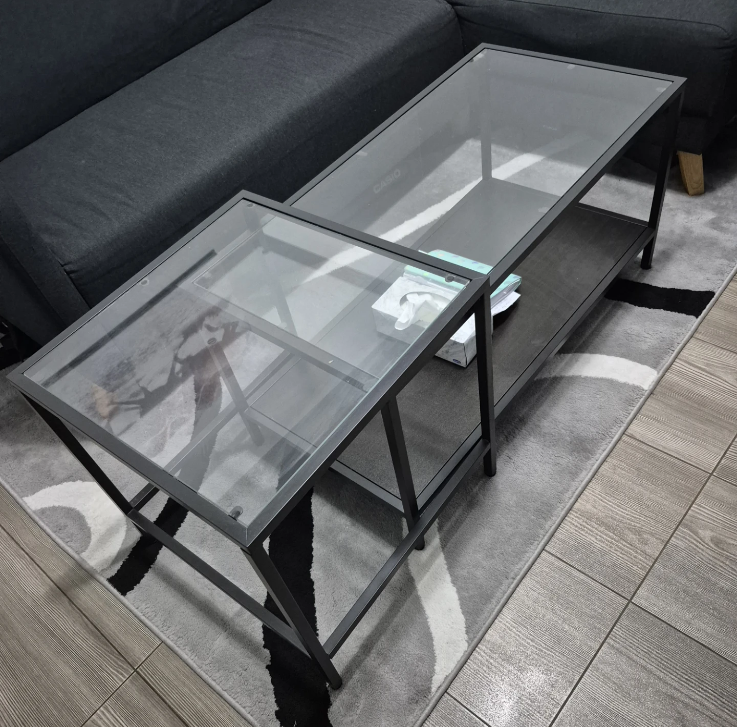 Glass Top Coffee Table with Lower Shelf