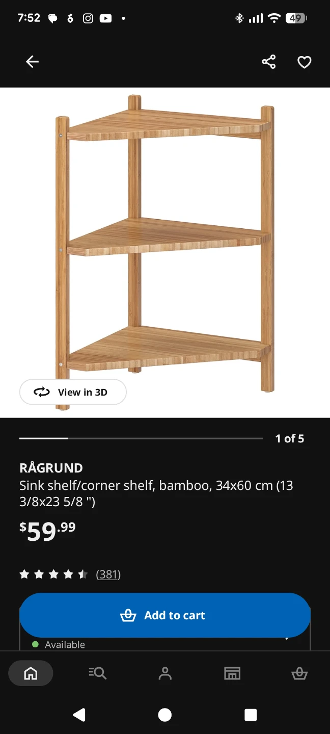 Ikea Ragrund Bamboo Corner Shelf - photo 2