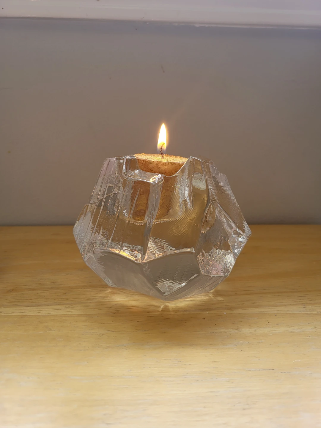 Orrefors Set of 2 Clear Glass Geometric Votive Candle Holders - photo 3