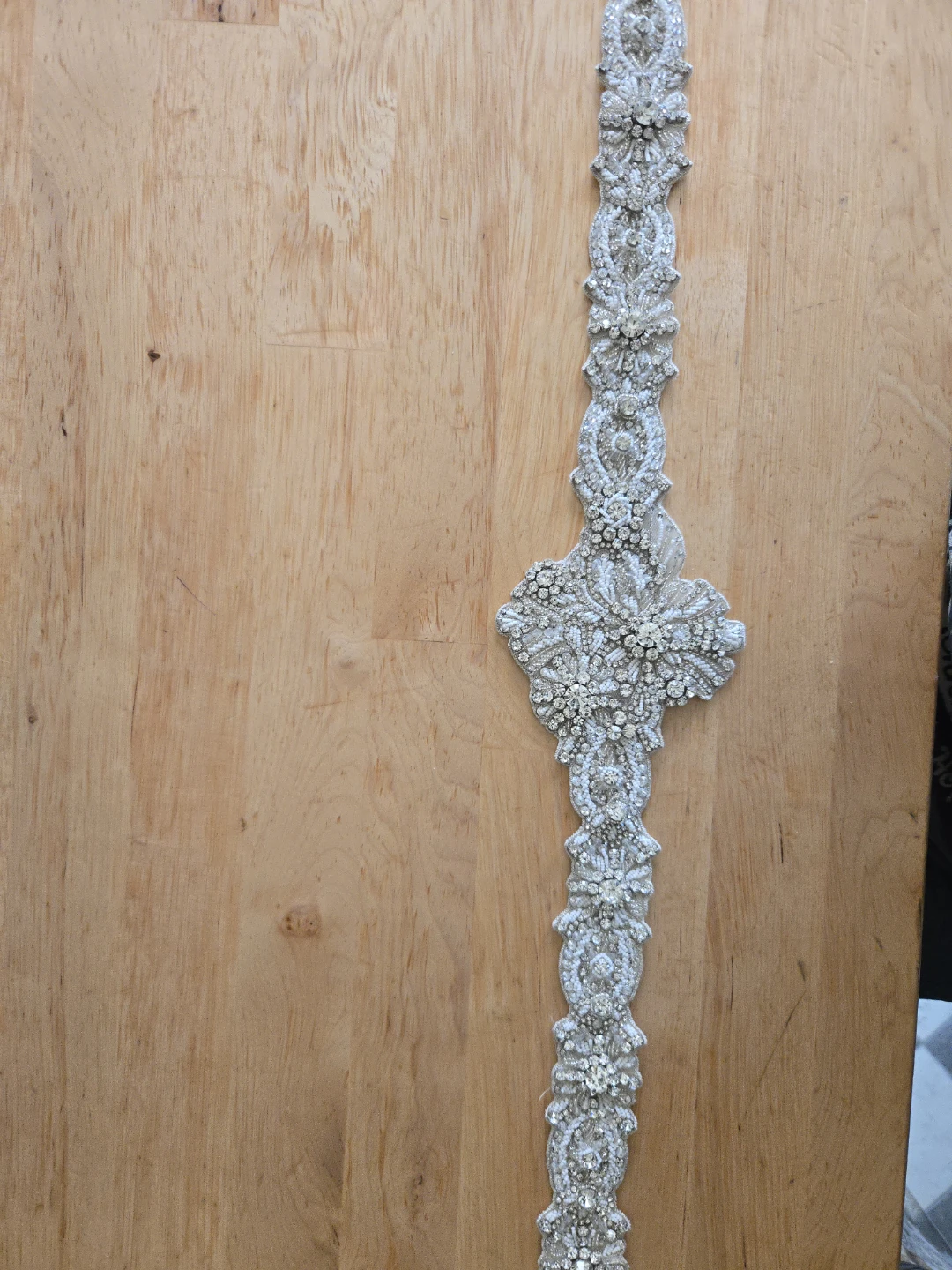 Beaded Bridal Sash with Ribbons