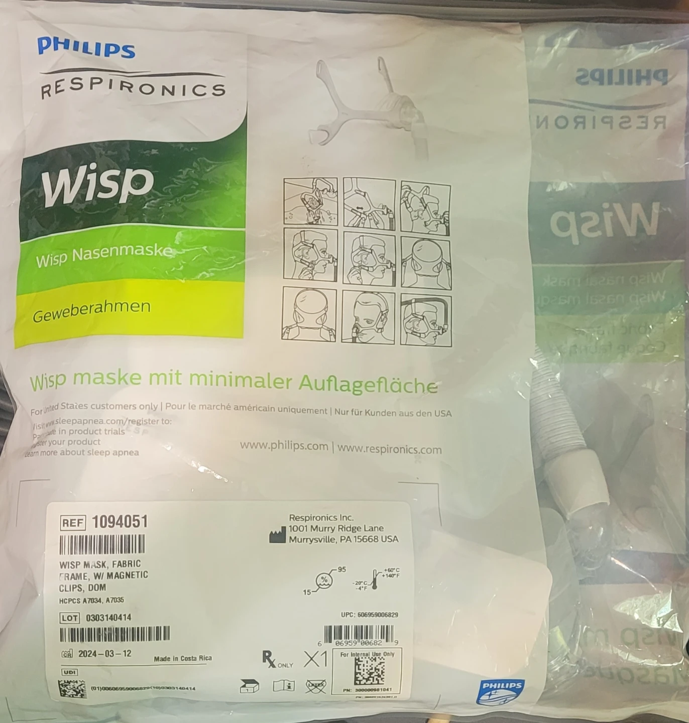 Philips Respironics Wisp Nasal CPAP Mask with Fabric Frame - photo 4