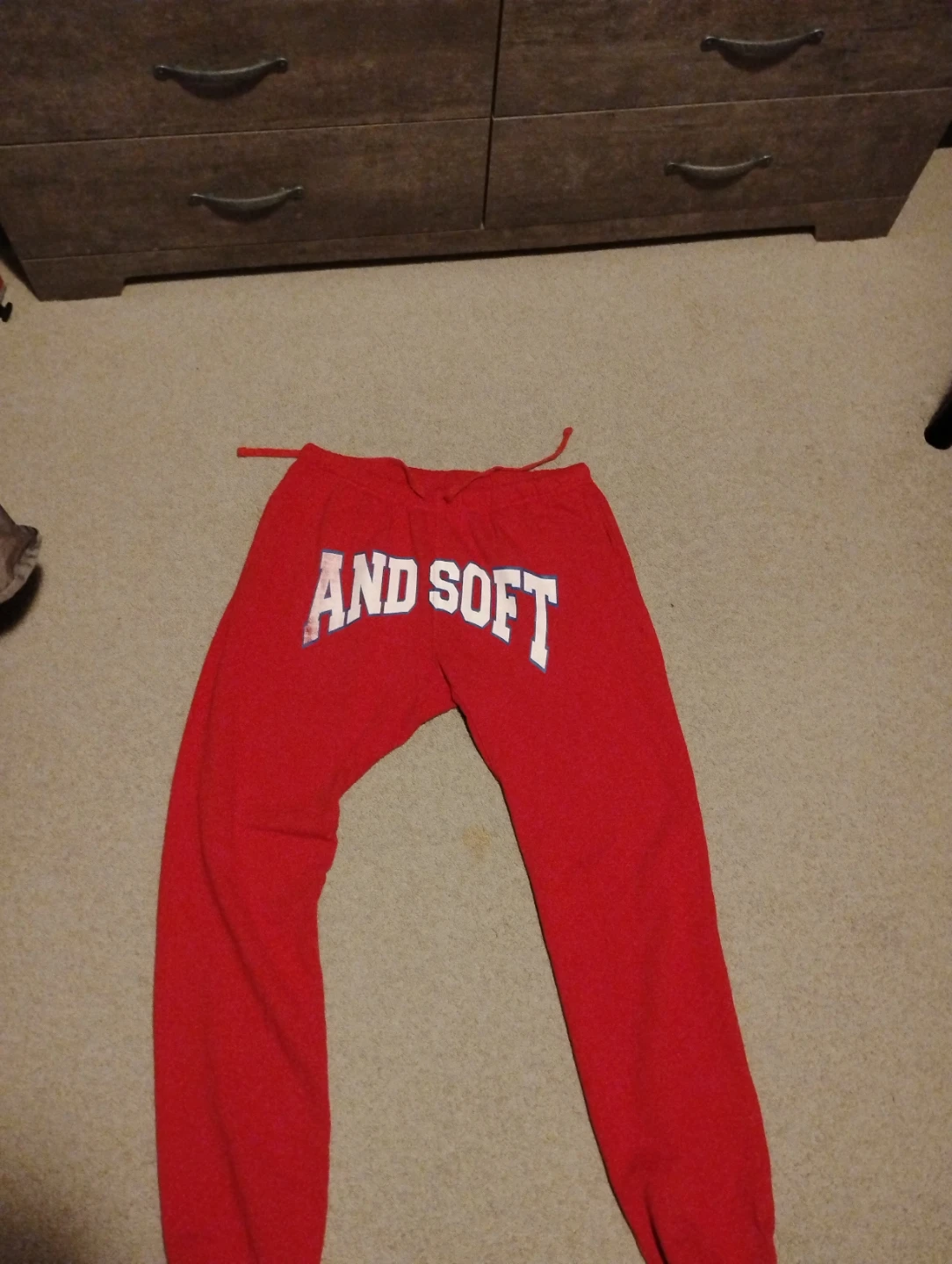 Red Sweatpants "AND SOFT"