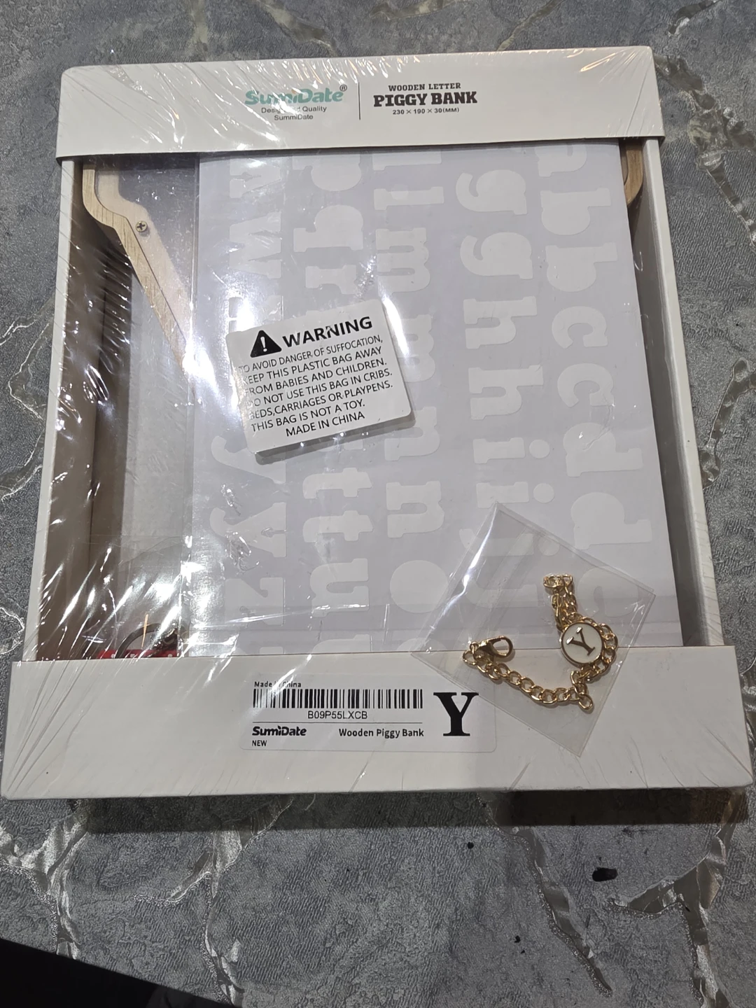 WOODEN LETTER PIGGY BANK LETTER Y