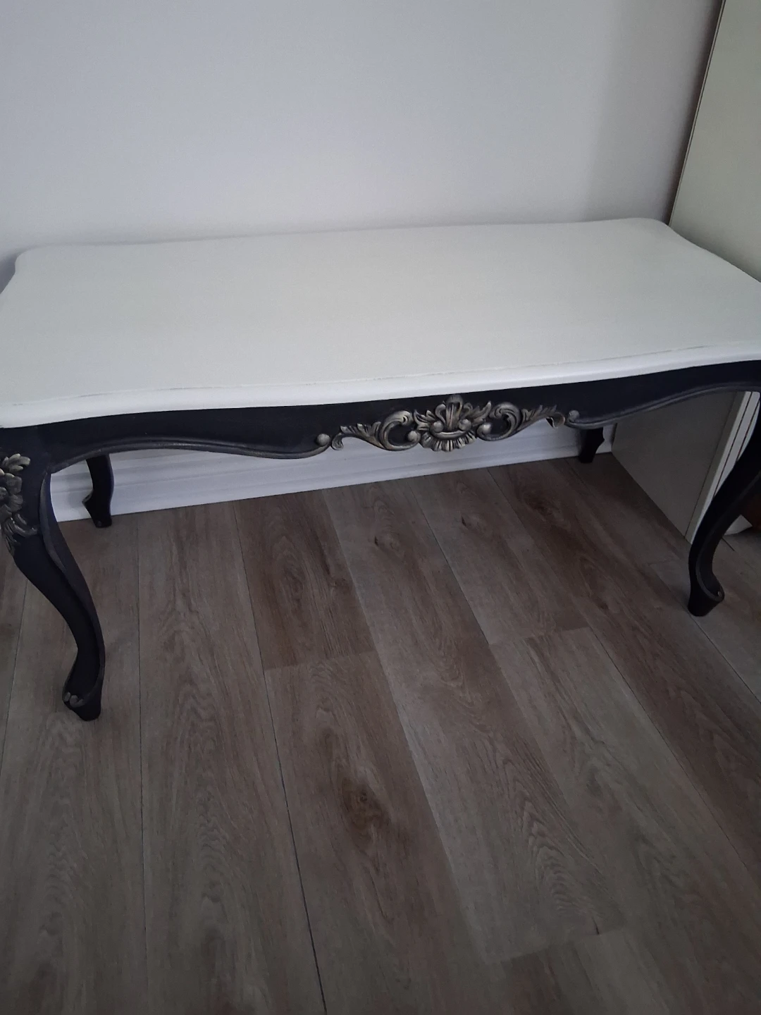 Off white and Black Accent Table