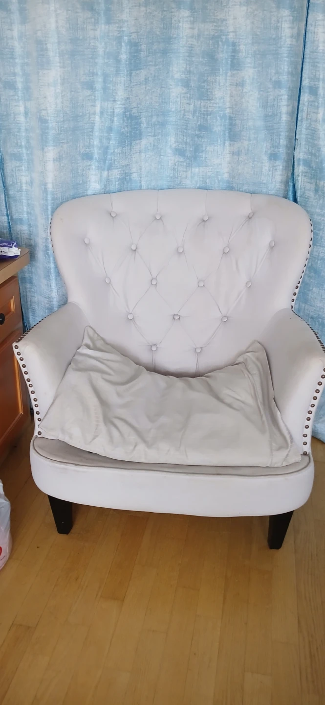 White Tufted Accent Chair with Studded Trim
