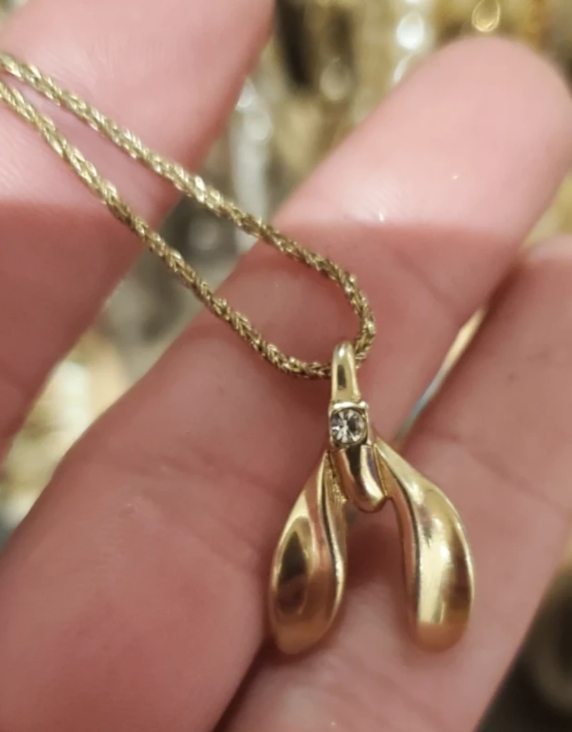 Gold Mistletoe Necklace with Small Gem - photo 2