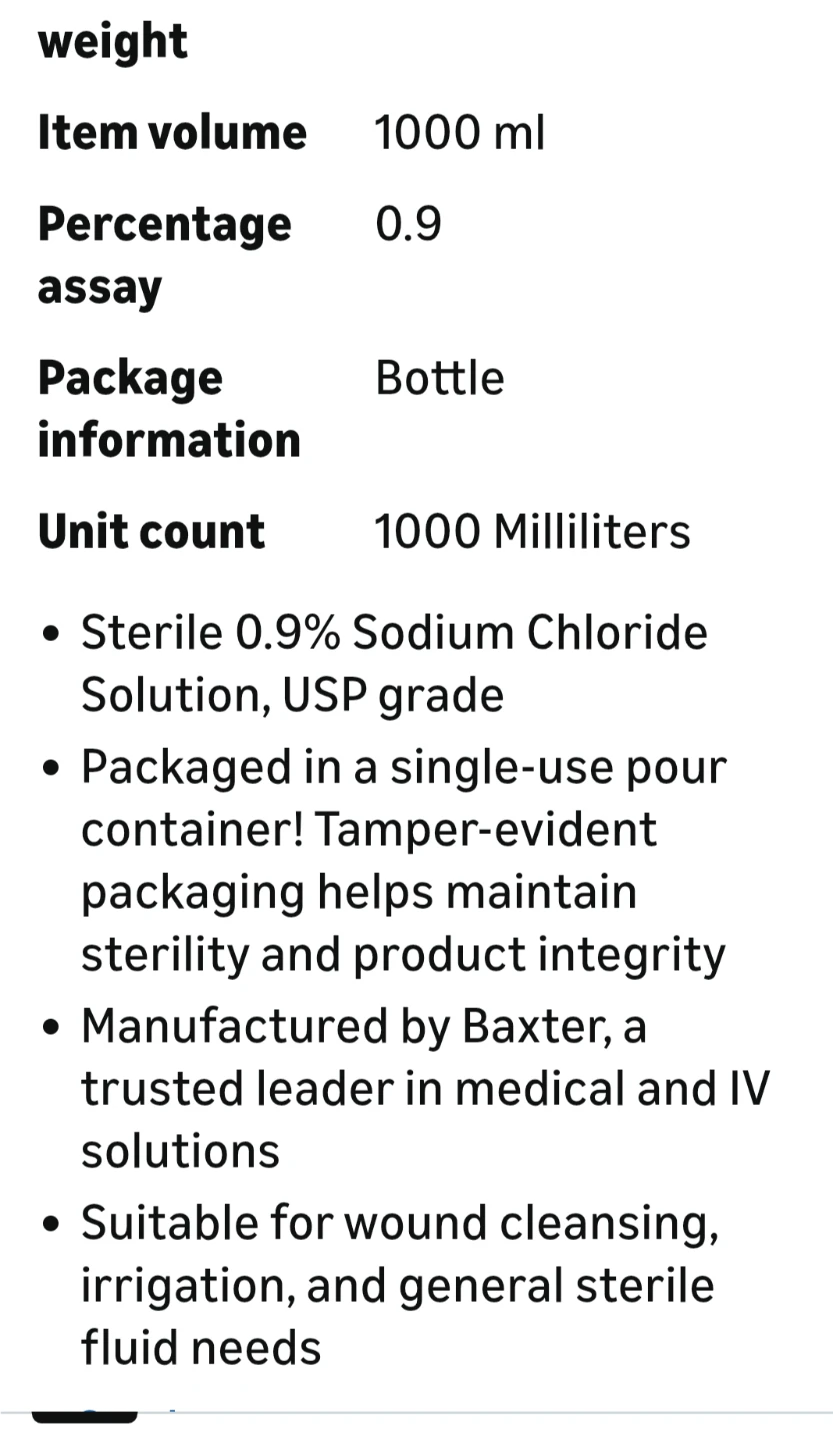 Baxter Sodium Chloride Saline Irrigation 0.9% - 1000 ml - photo 2