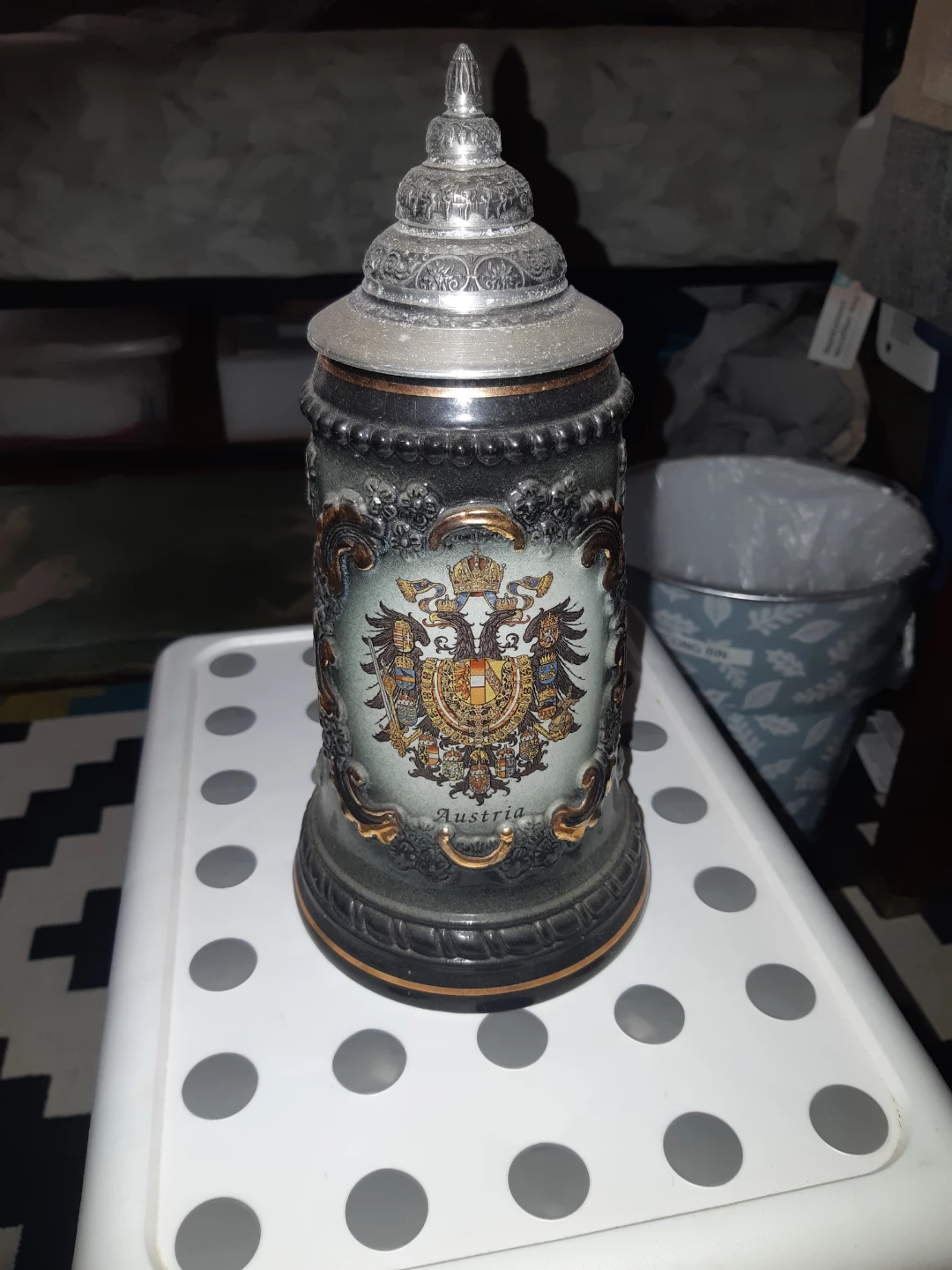 Vintage Ceramic Stein "Austria" with Pewter Lid - photo 2