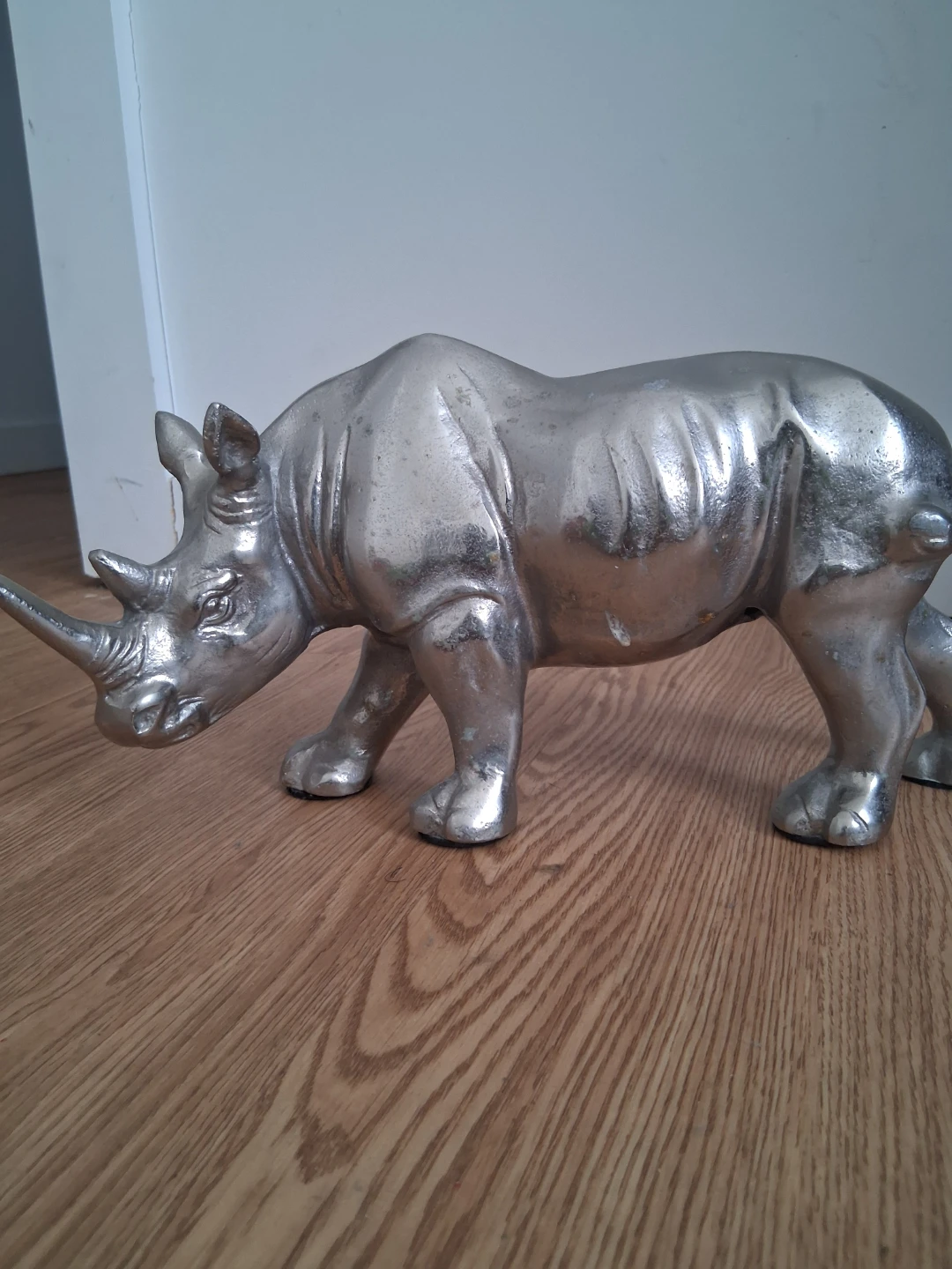 Silver Rhinoceros Sculpture
