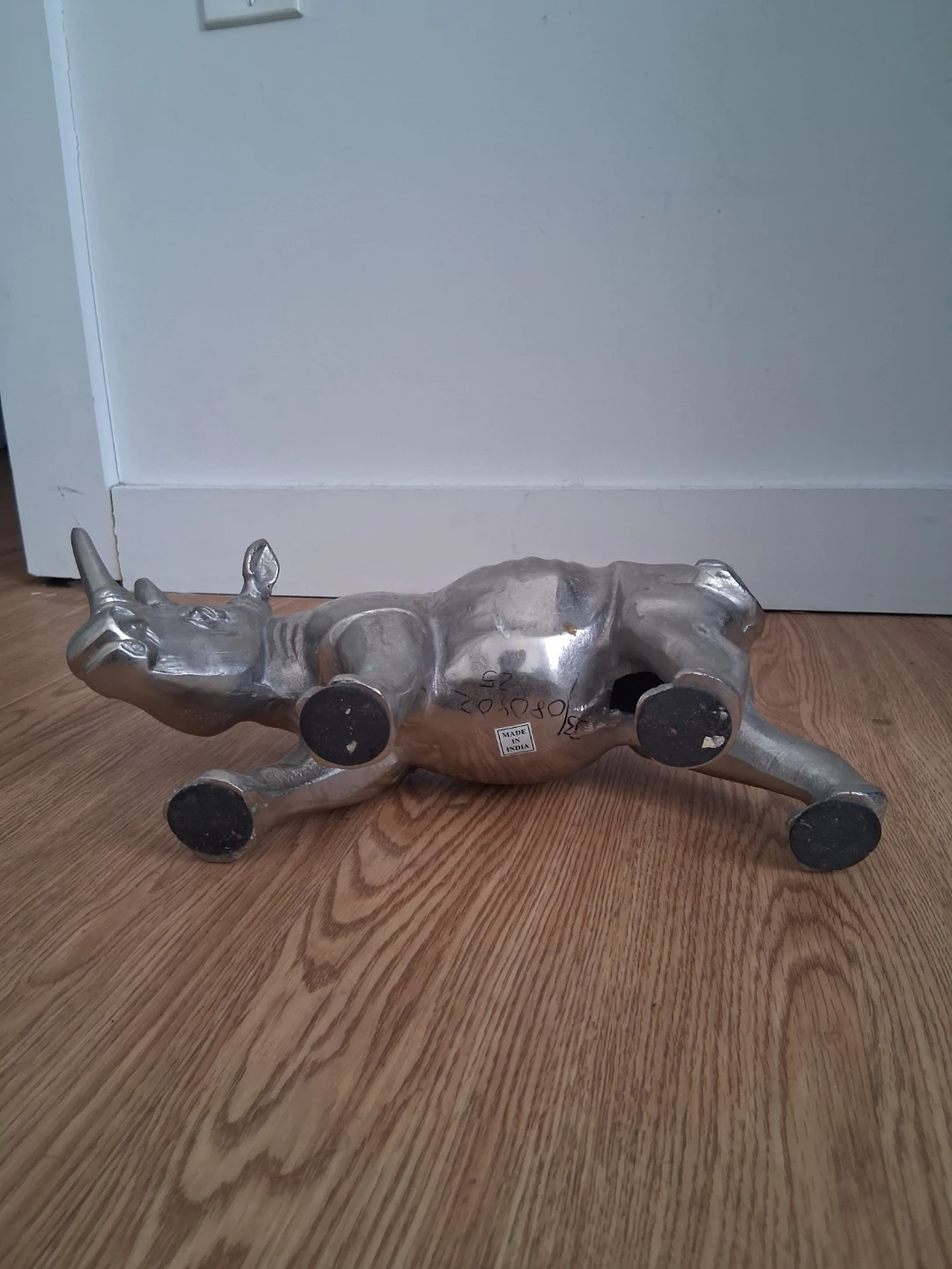 Silver Rhinoceros Sculpture - photo 2