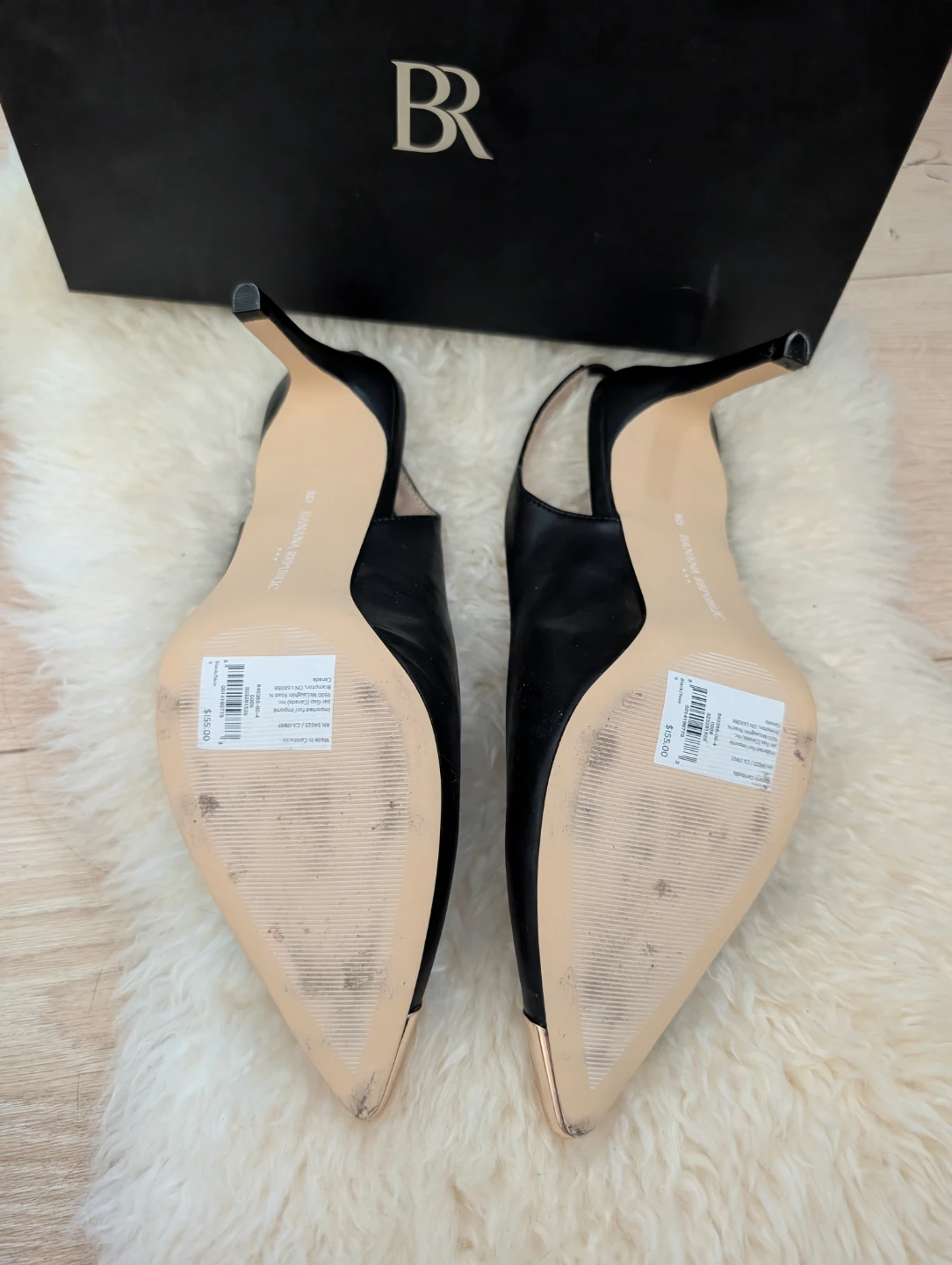 Banana Republic Black Slingback Heels with Gold Toe - photo 4
