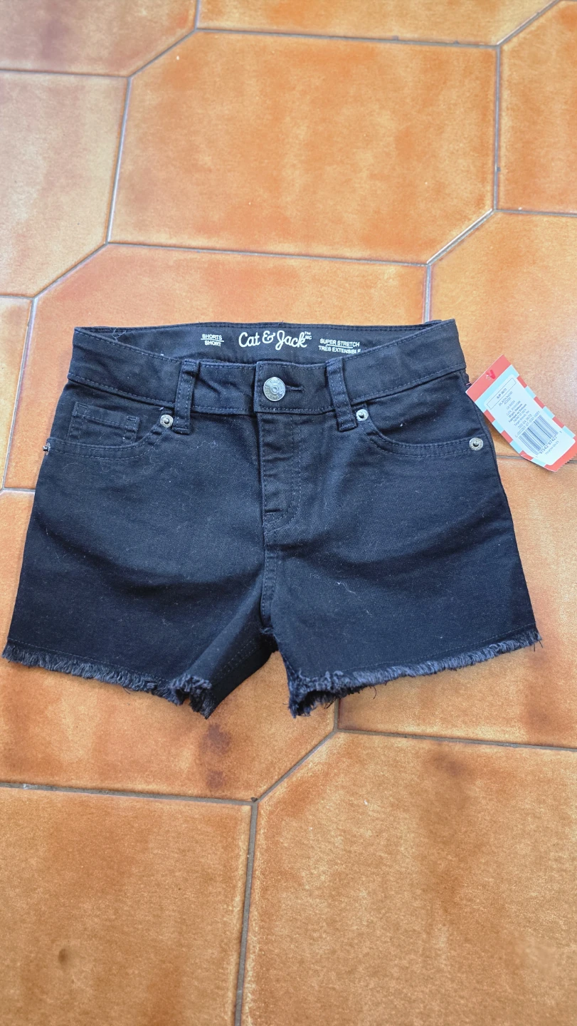 Cat & Jack Black Super Stretch Denim Shorts - Size 12