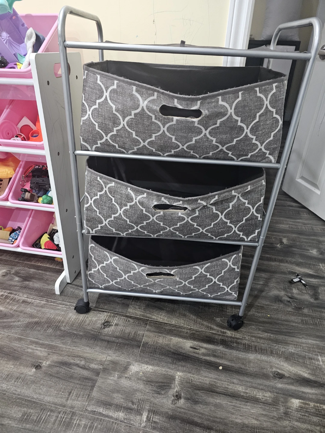 3-Tier Rolling Storage Cart with Fabric Bins - photo 4