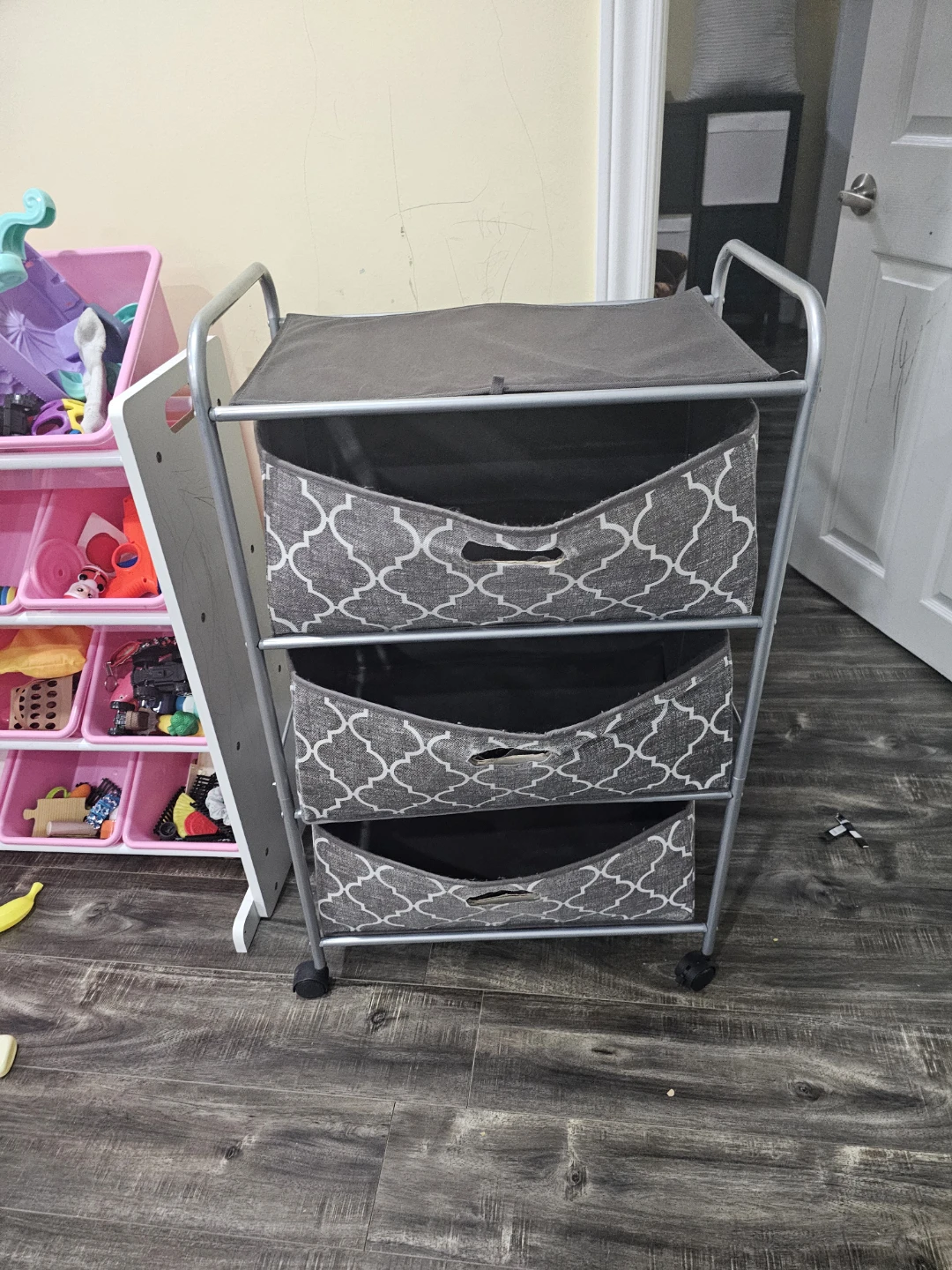 3-Tier Rolling Storage Cart with Fabric Bins - photo 5