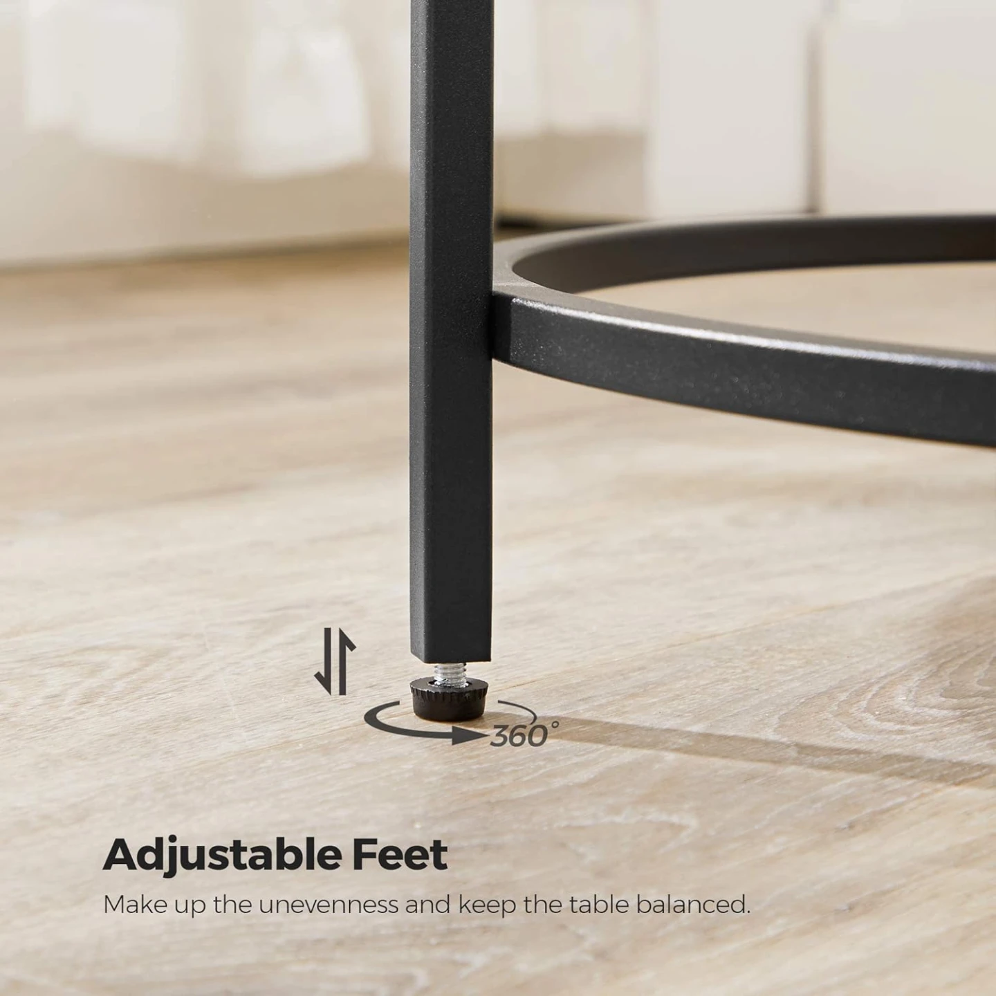 VASAGLE Round Side Table, Glass End Table with Metal Frame - photo 4