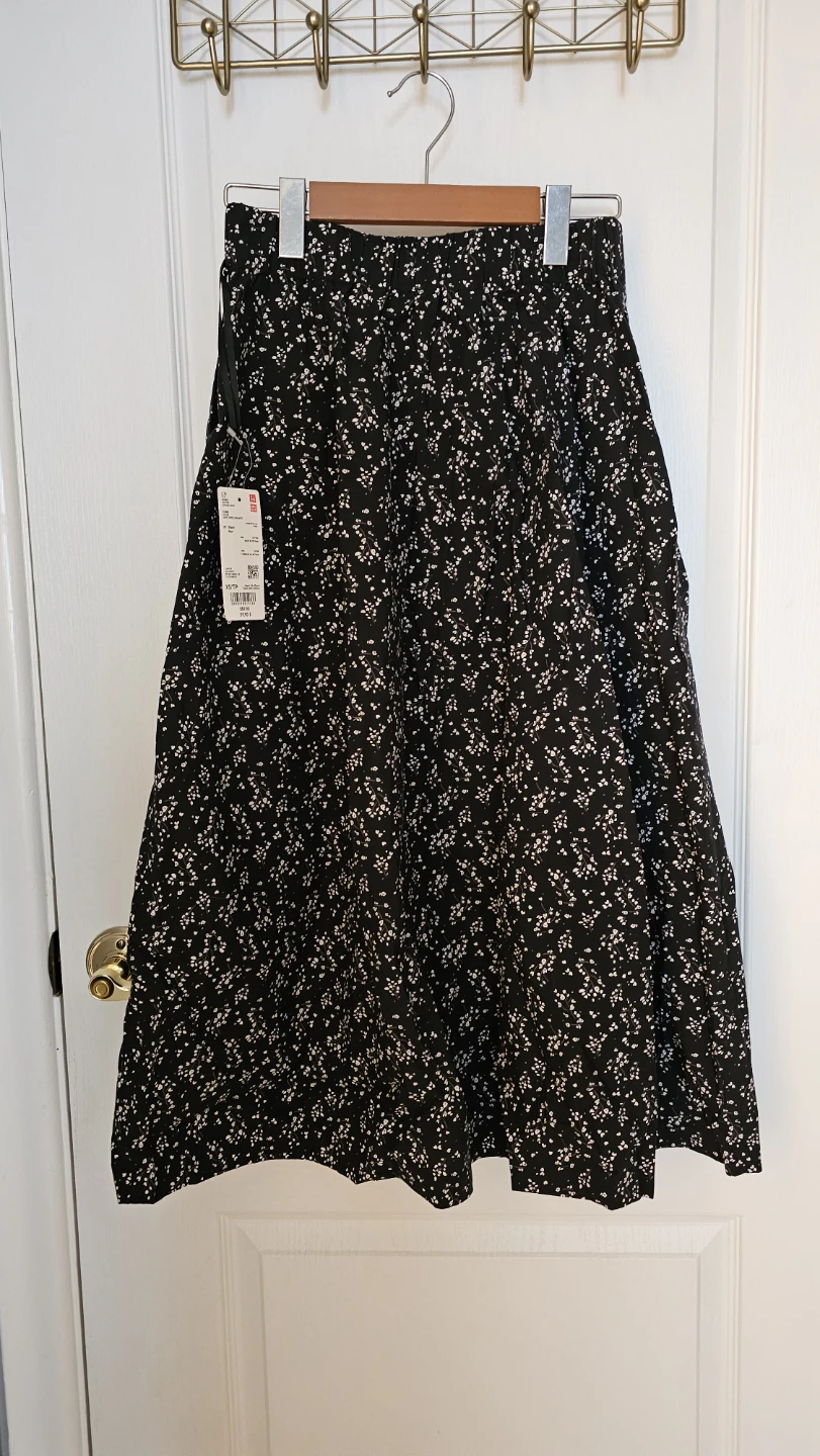 [NEW] UNIQLO Women's Cotton Cocoon Skirt - Black XS