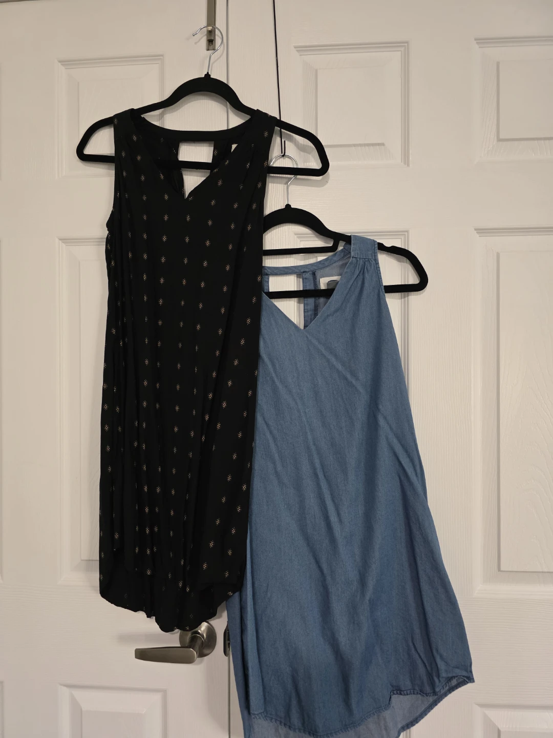 Old Navy Denim Dress and Black Printed Dress - Size XS Petite