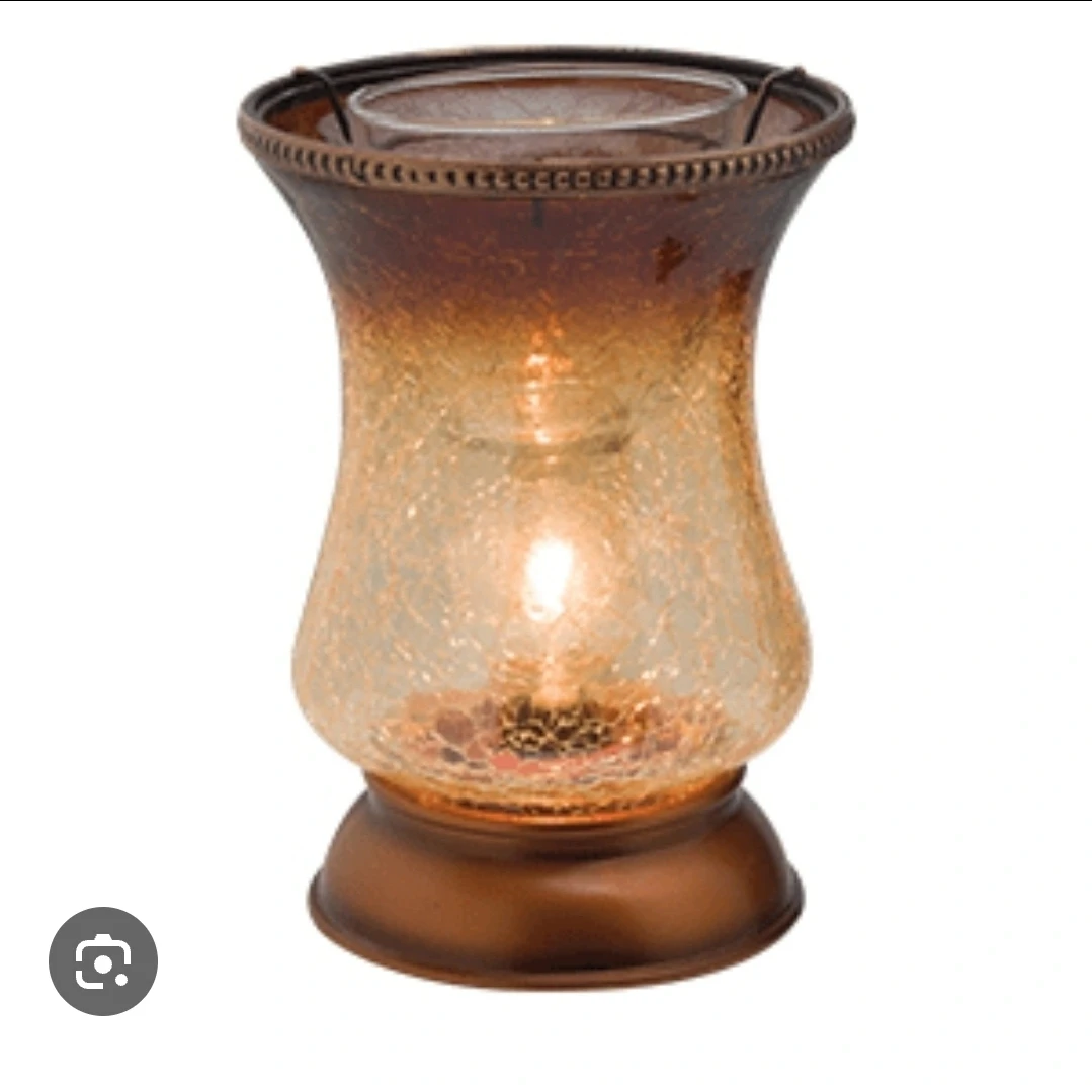 Scentsy Wax Warmer Bronze Crackle Glass