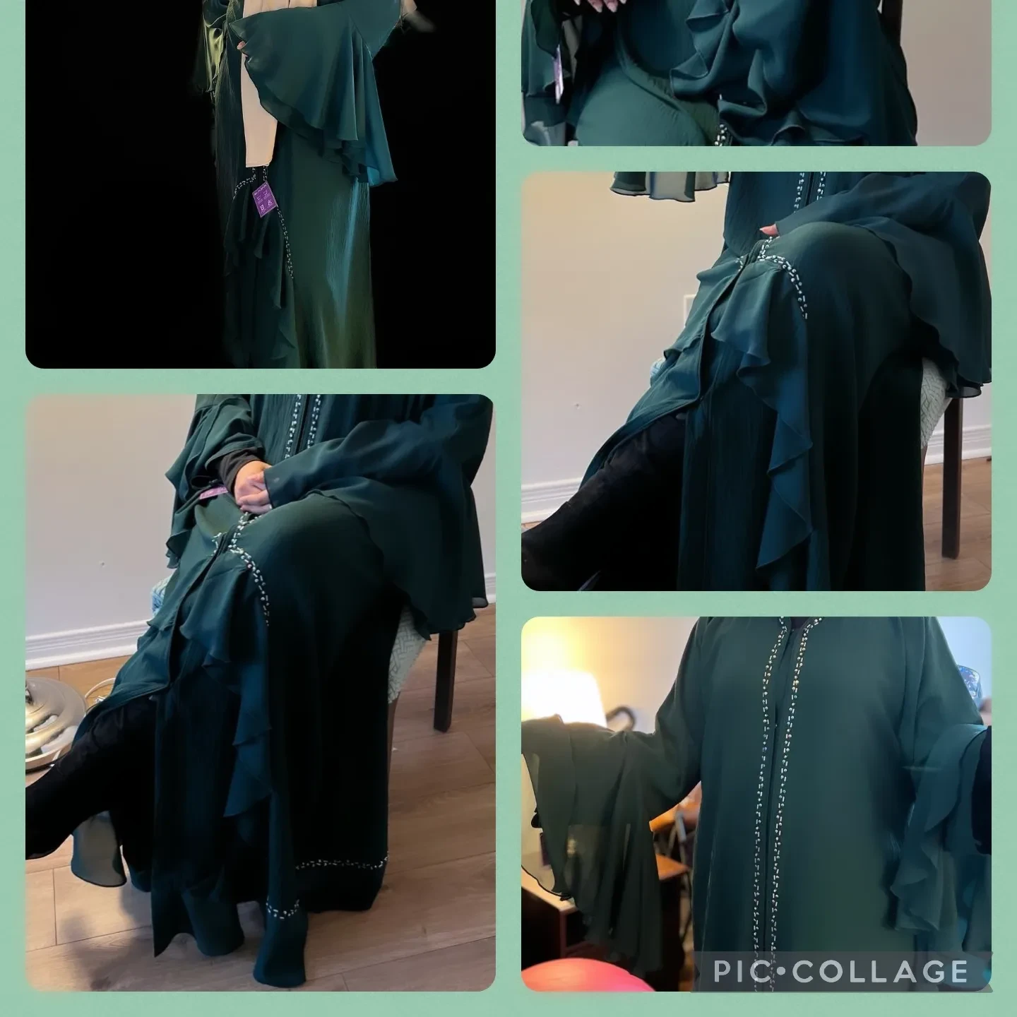 Women's Green Embellished Abaya - photo 2