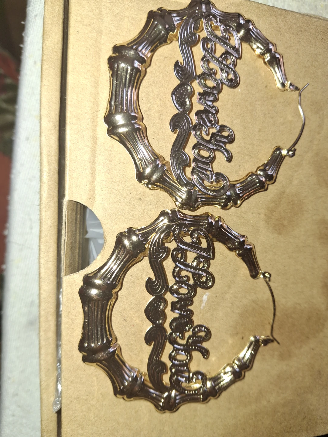 Gold Bamboo Hoop Earrings
