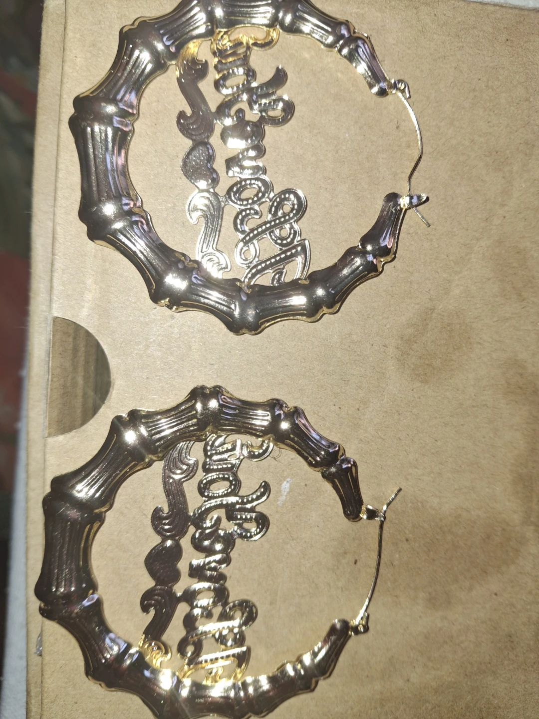 Gold Bamboo Hoop Earrings - photo 2