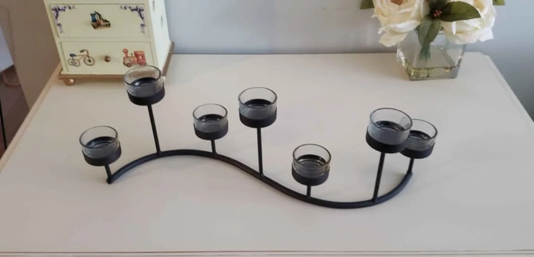 Black metal 7-candle votive holder