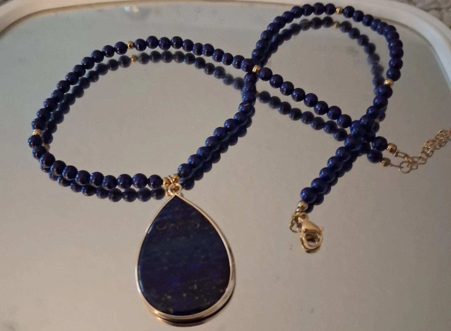 Lapis Lazuli Teardrop Pendant Necklace
