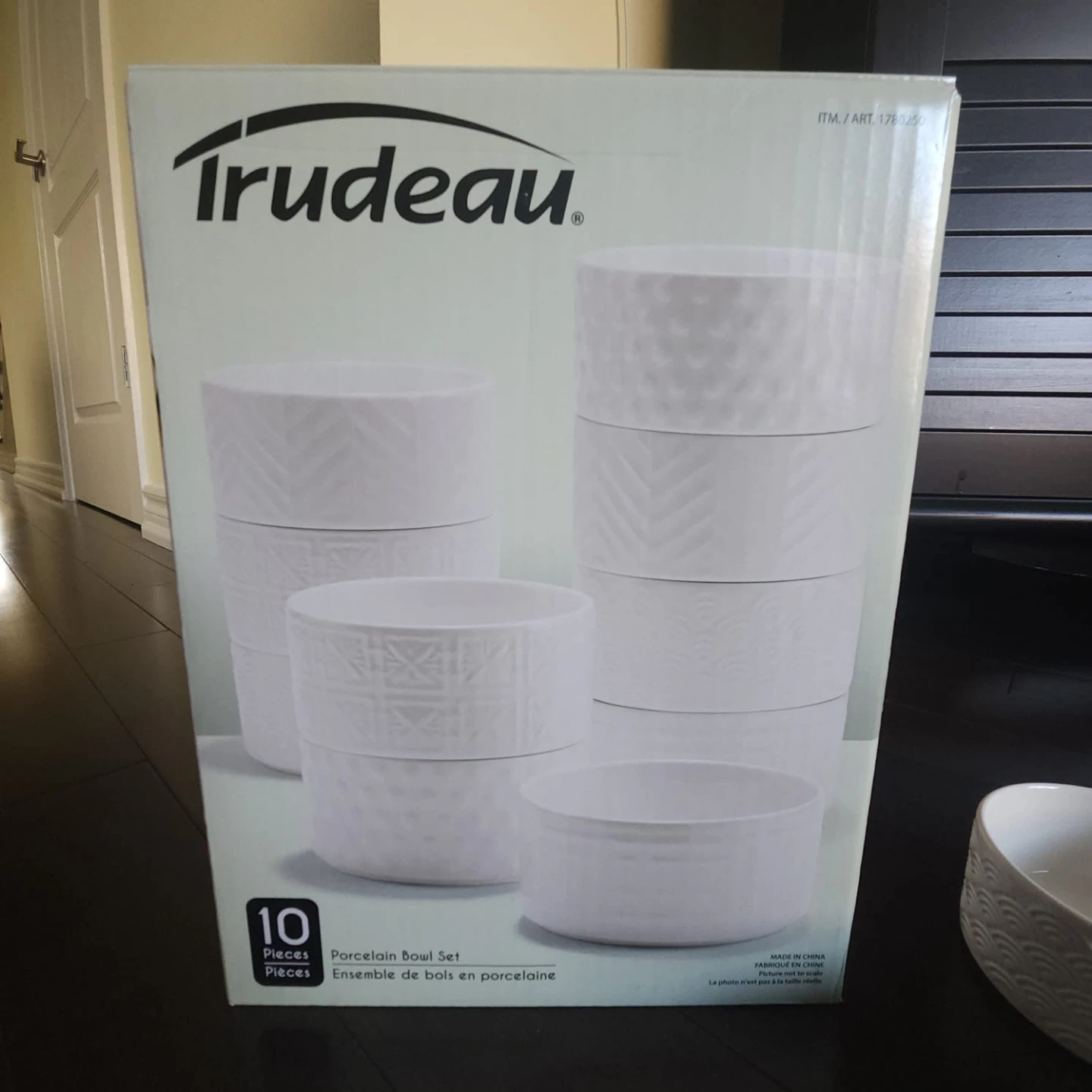 Trudeau 10-Piece Porcelain Bowl Set – White/Textured – Brand New - photo 2