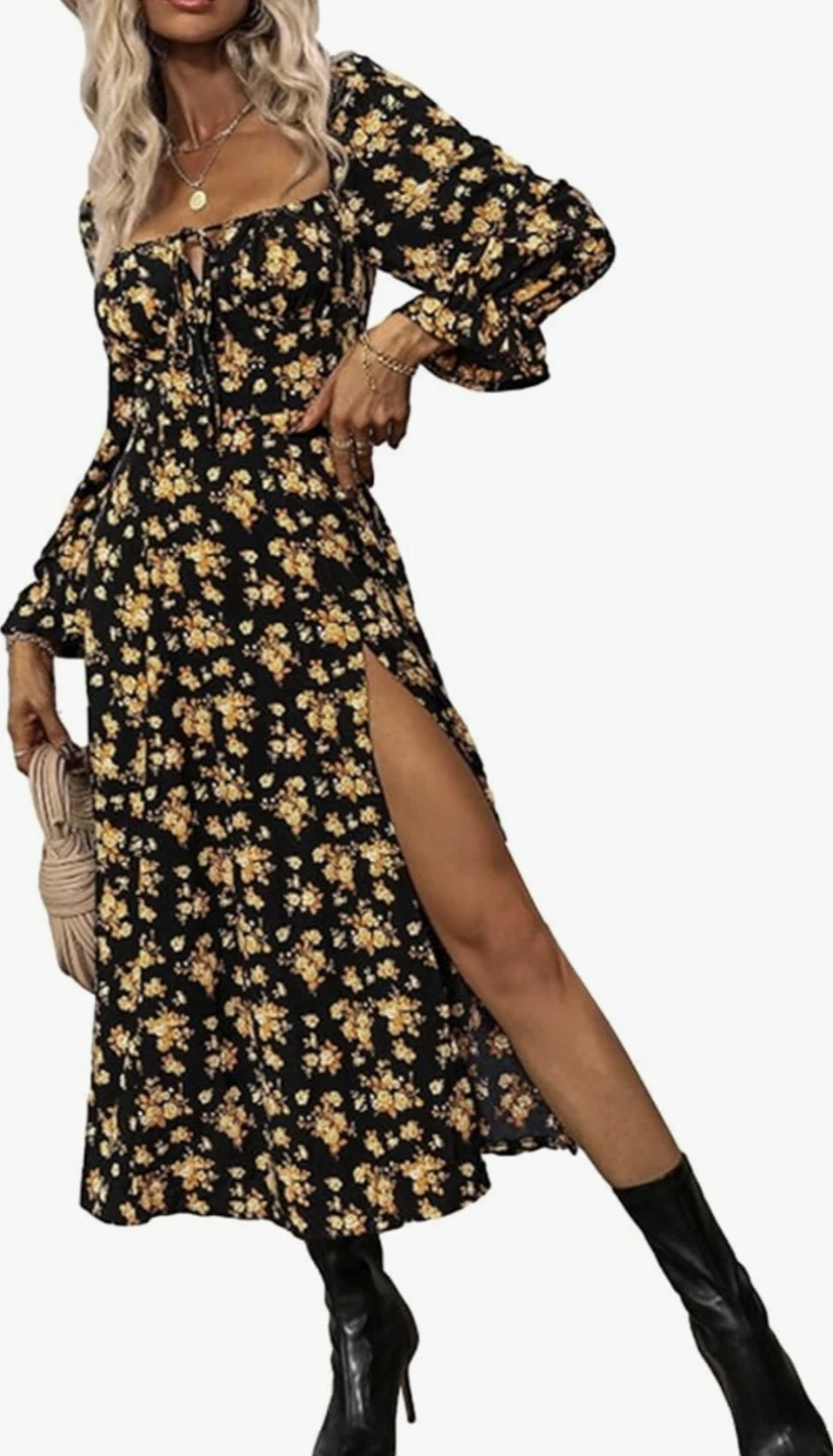 Women's Floral Print Long Sleeve Dress - photo 4