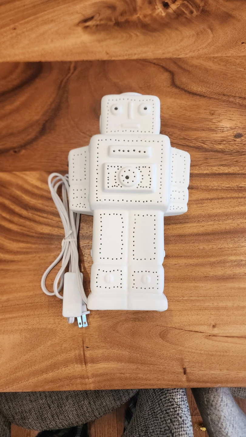White Robot Ceramic Table Lamp