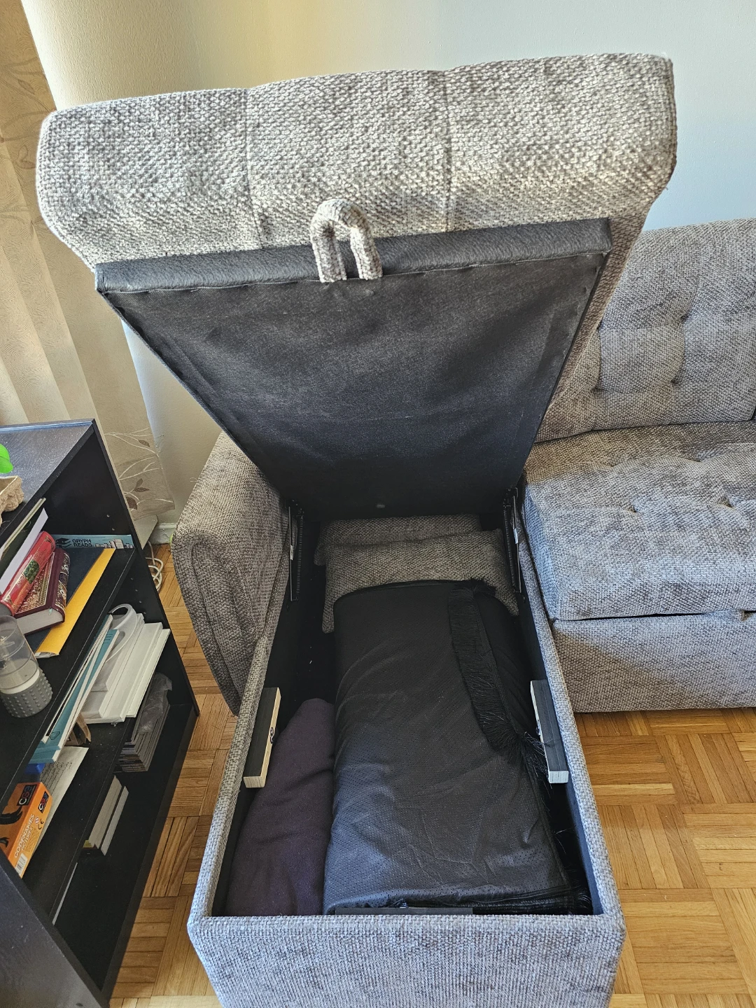 Grey and Cozy Sofa-Bed with storage for sale - photo 5