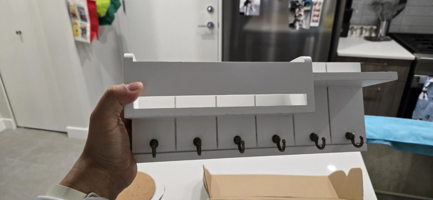 White Wall Mounted Key Holder with Shelf