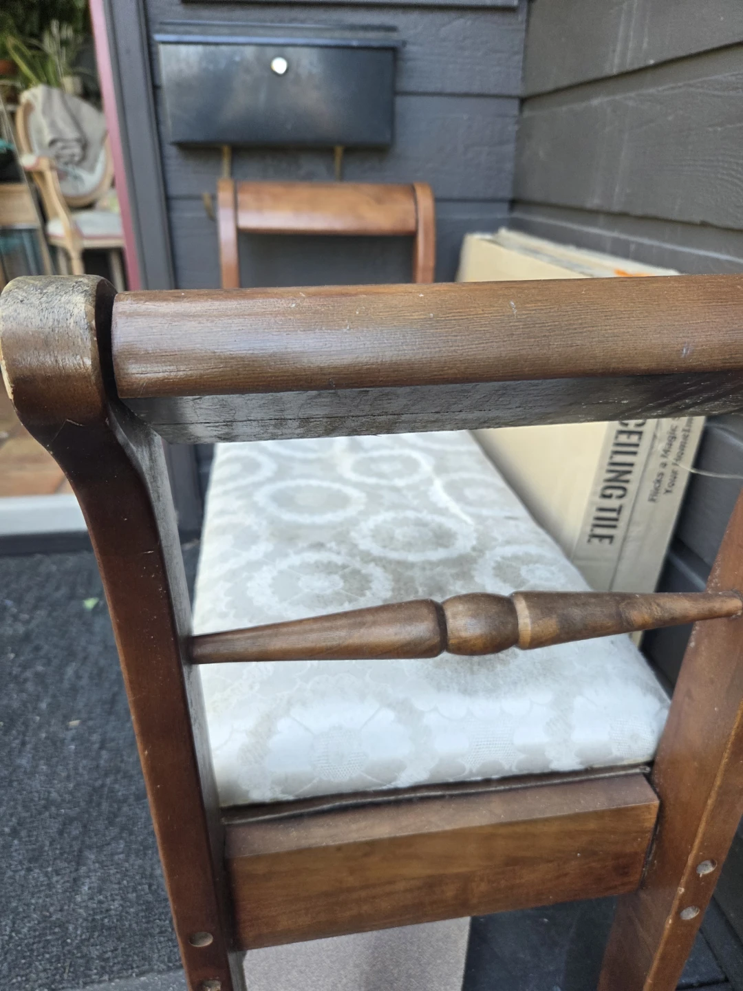 Wooden Bench with Upholstered Seat has storage  .7 - photo 3
