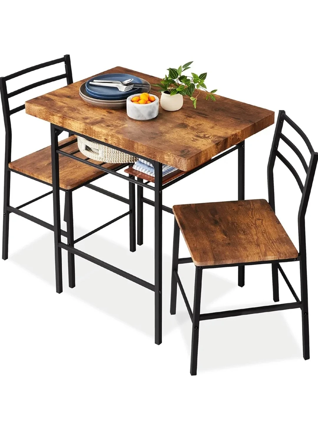 Rustic Wood Dining Table and Chairs Set