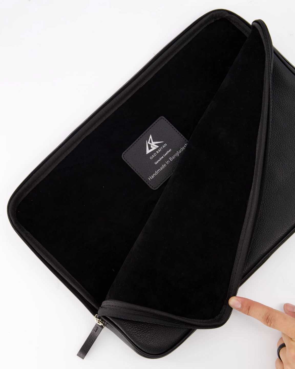 Genuine Leather Laptop Sleeve - Black