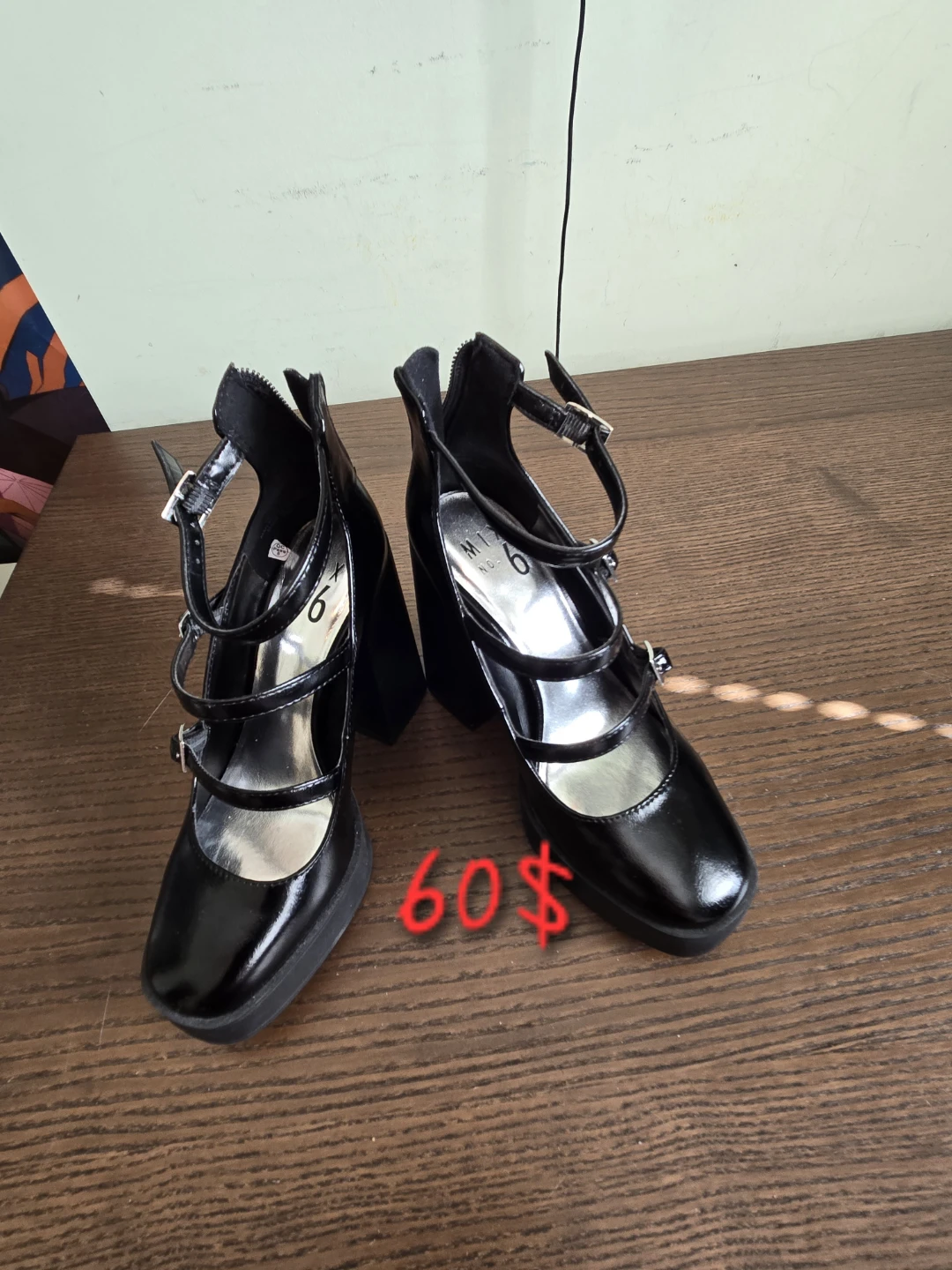 Black Mary Jane Platform Heels Size 6