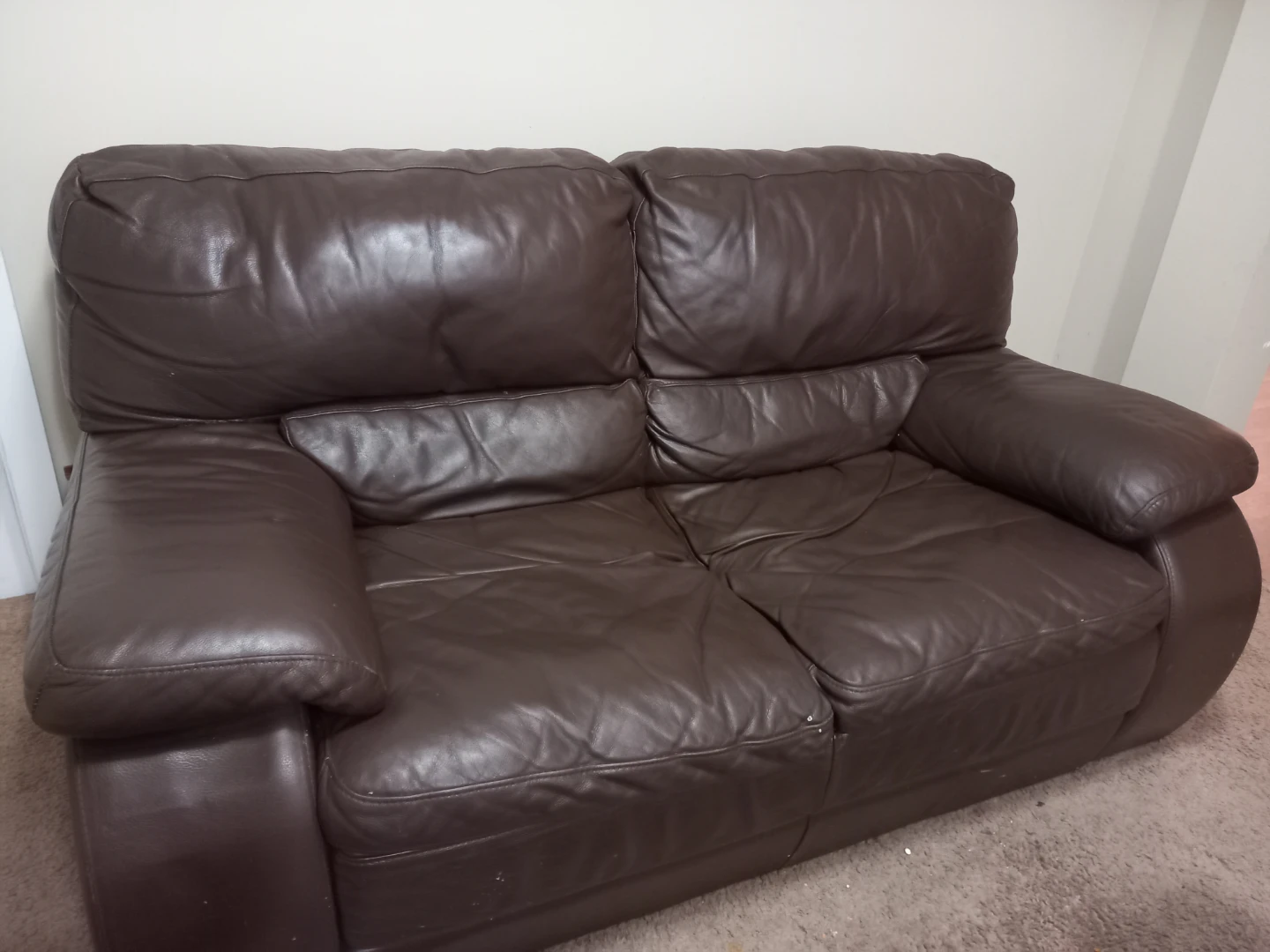 Leather Sofa Brown - photo 2