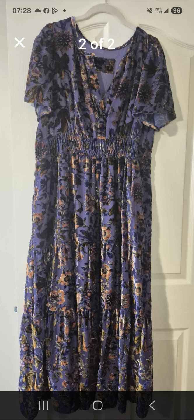 Anthropologie Purple Floral Velvet Maxi Dress - photo 2