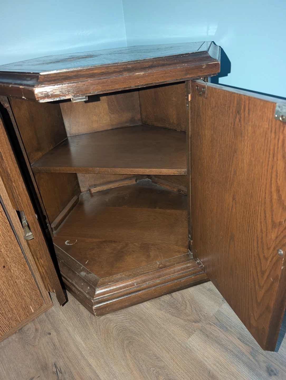 Vintage Wooden Hexagonal Side Table Cabinet - photo 3