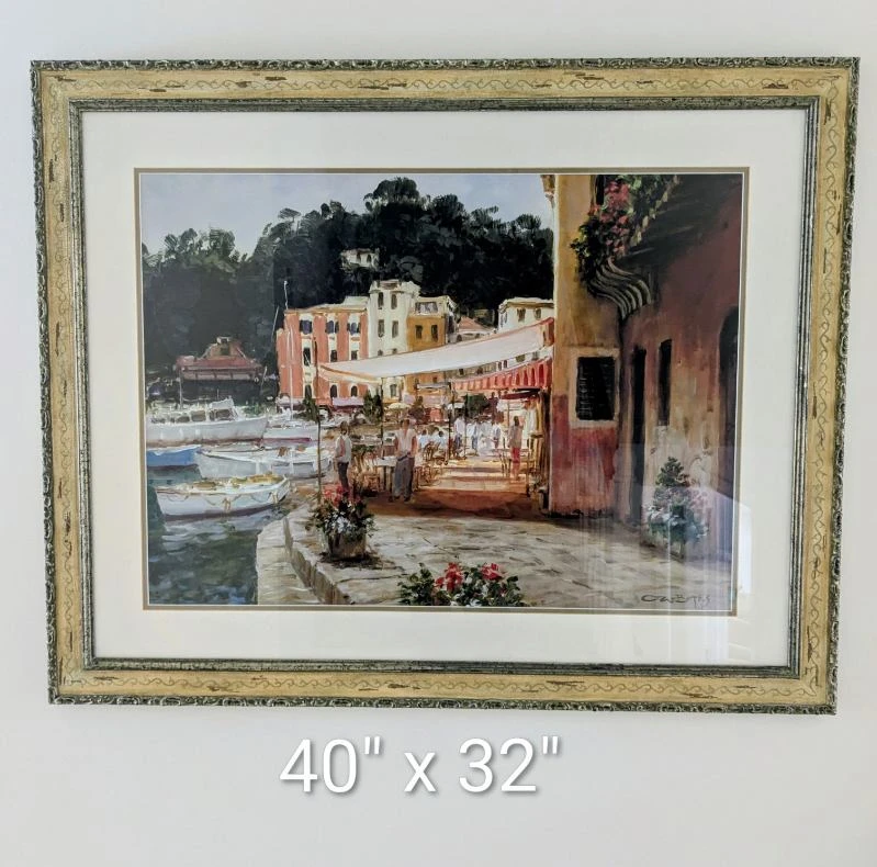 Framed Art Print Coastal Village Scene
