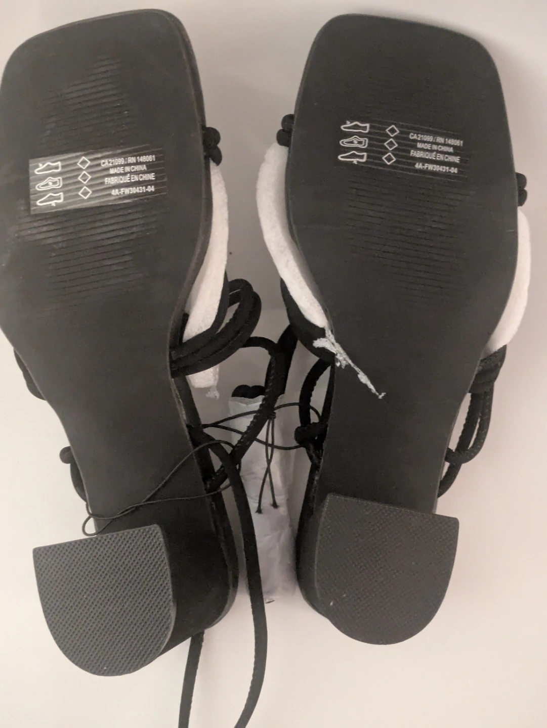 Black Strappy Square Toe Block Heels - photo 2