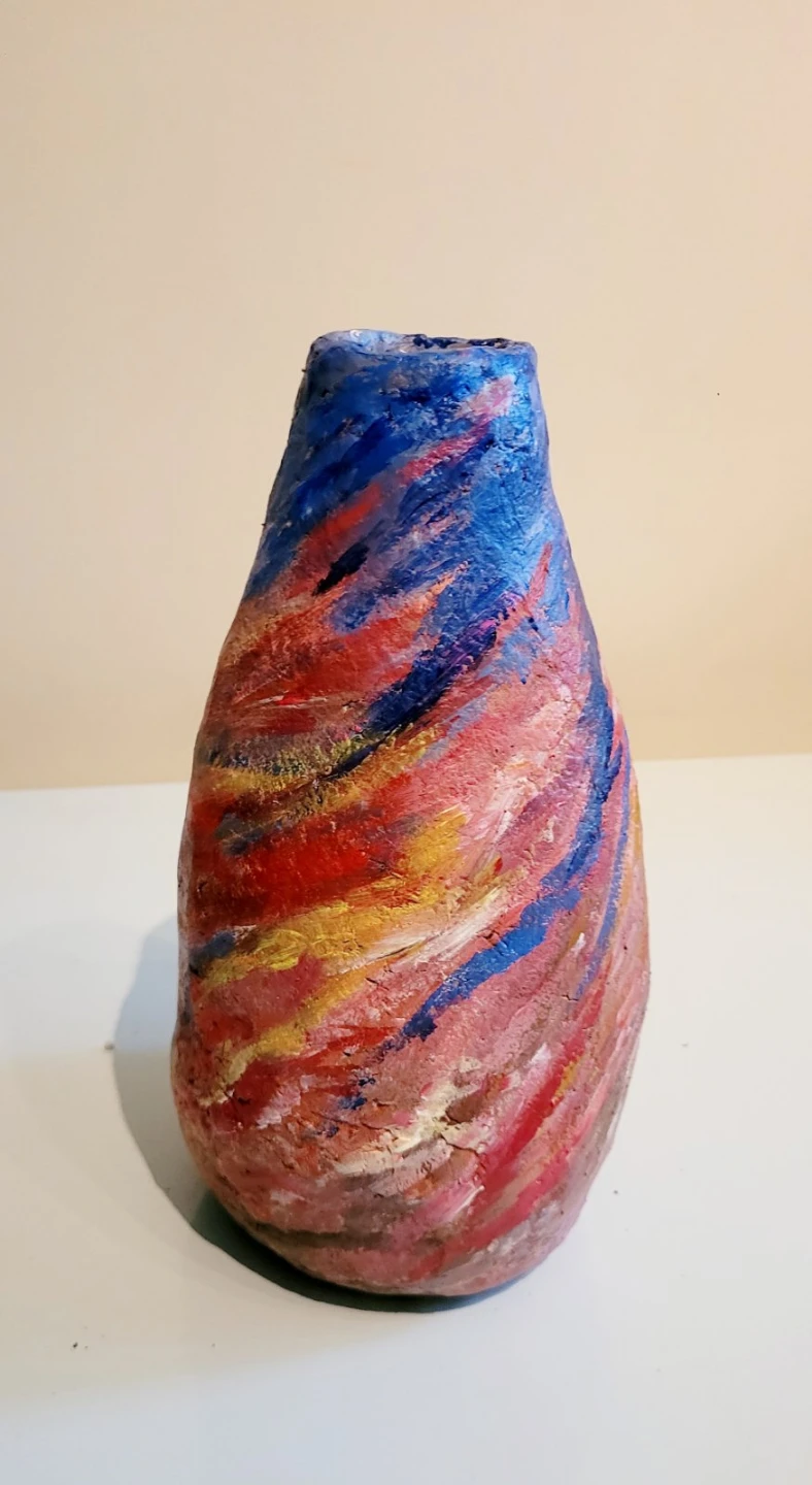 Hand-painted paper clay  Vase with Twig Decor - photo 2